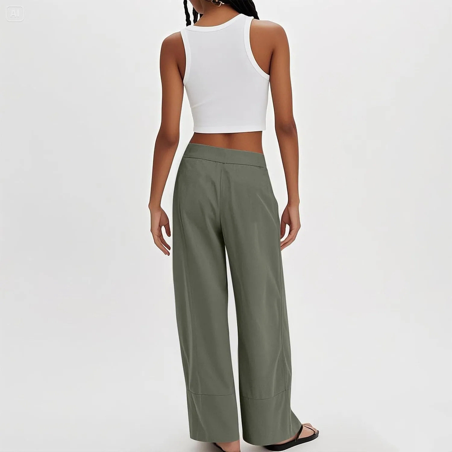 Women's Cotton Linen Palazzo Pants Summer Baggy Casual Wide Leg Pants High Waisted Flowy Lounge Trousers with Pockets