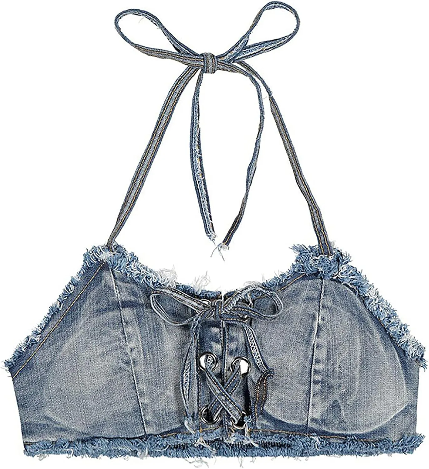 Women's Denim Set Hot Pants 2-Piece Beach Swimsuit Booty Shorts Clubwear for Beach Pool Party Bar Show