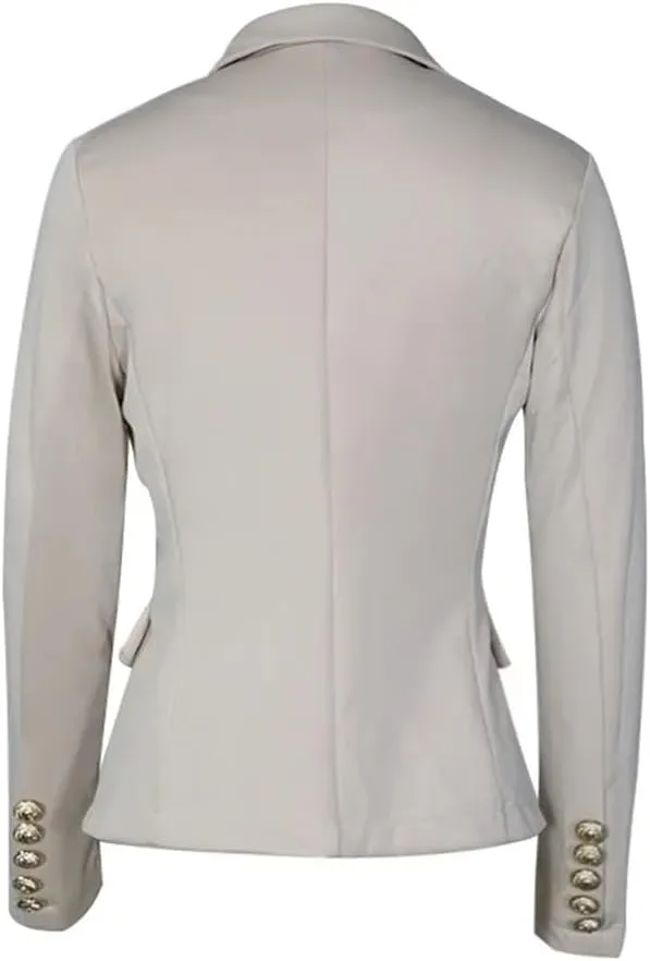 Women's Double Breasted Solid Color Slim Long Sleeve Business Casual Short Jacket Office Blazer