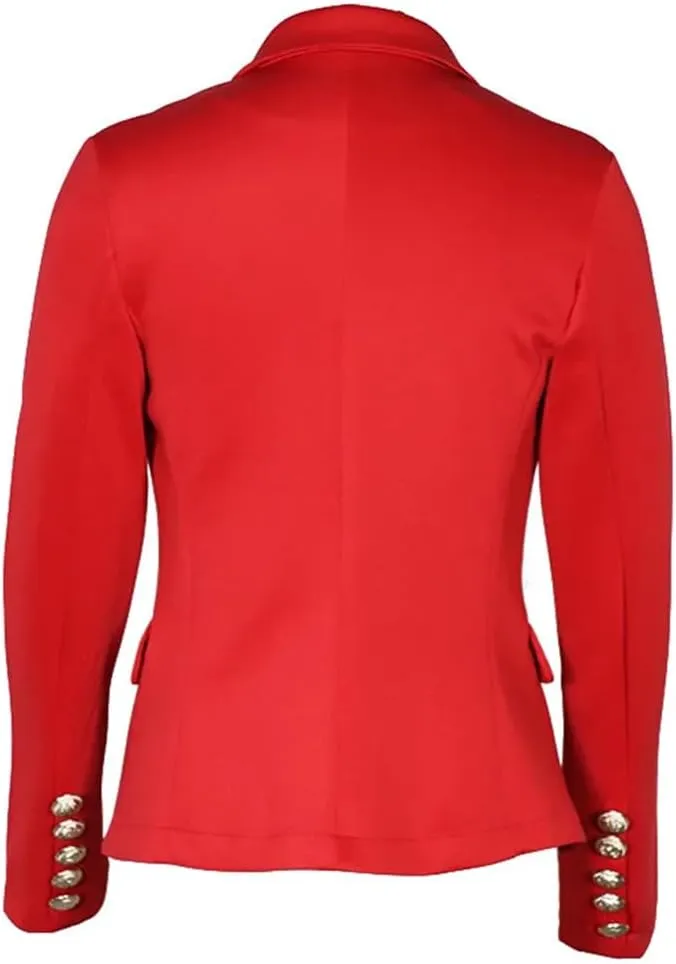Women's Double Breasted Solid Color Slim Long Sleeve Business Casual Short Jacket Office Blazer