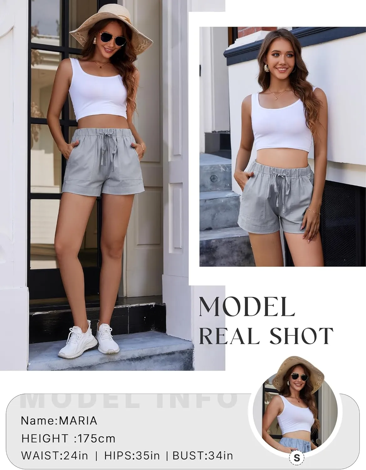 Womens Elastic Waist Drawstring Shorts Summer Lightweight Beach Shorts Comfy Casual Short Pants with Pockets