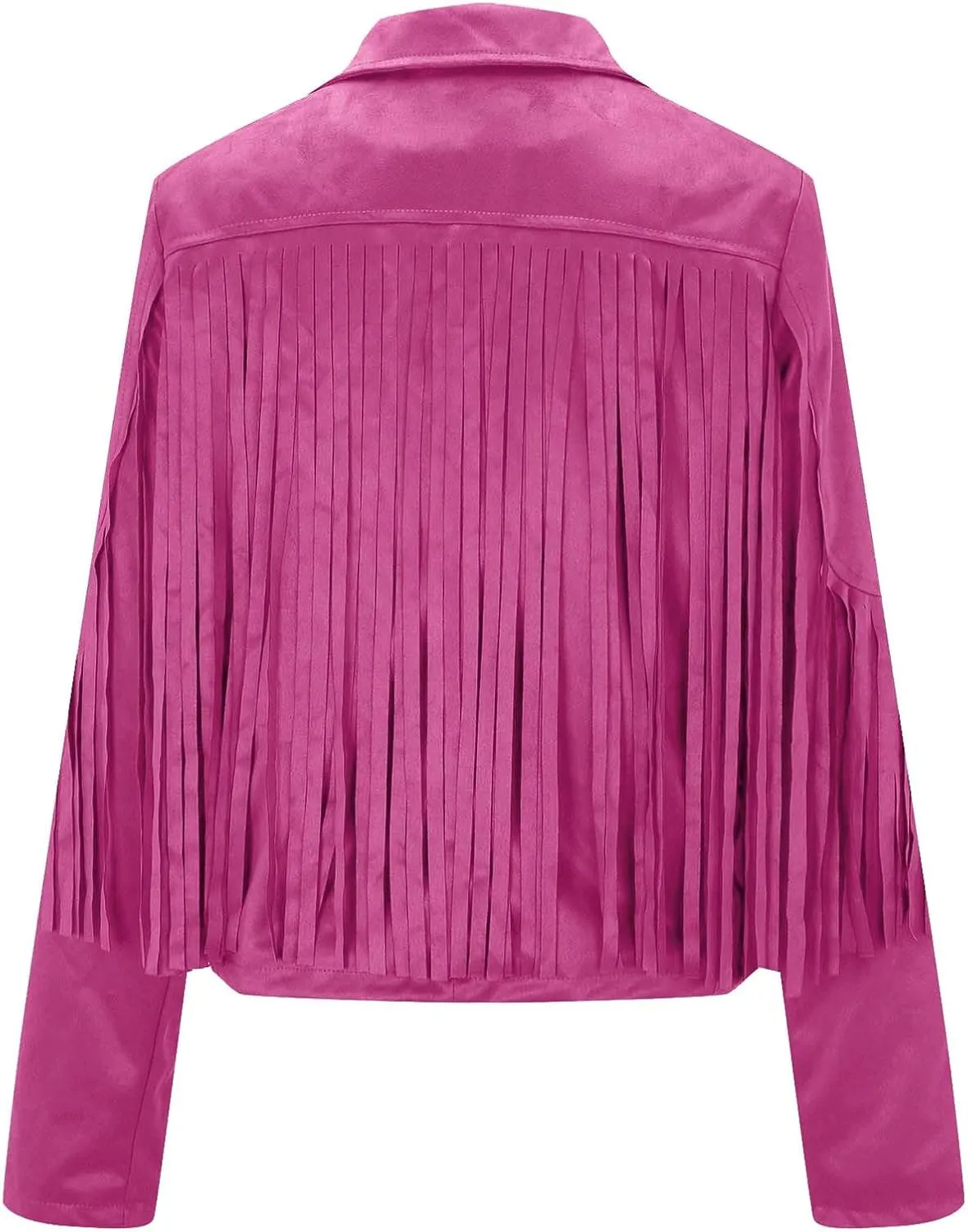 Women's Fringe Faux Suede Leather Jackets Open Front Fashion Tassel Cropped Coat Western Cowboy Jacket Hippie Clothes