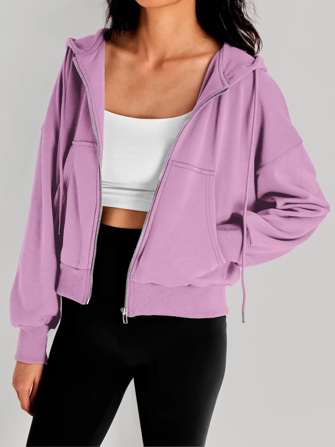 Women’s Full-Zip Hoodie with Fleece Lining – Cozy, Lightweight, Casual Fall and Winter Sweatshirt – Soft, Breathable Hoodie Jacket with Drop Shoulder & Slight Stretch