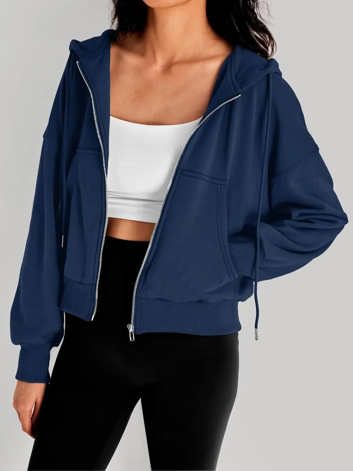 Women’s Full-Zip Hoodie with Fleece Lining – Cozy, Lightweight, Casual Fall and Winter Sweatshirt – Soft, Breathable Hoodie Jacket with Drop Shoulder & Slight Stretch
