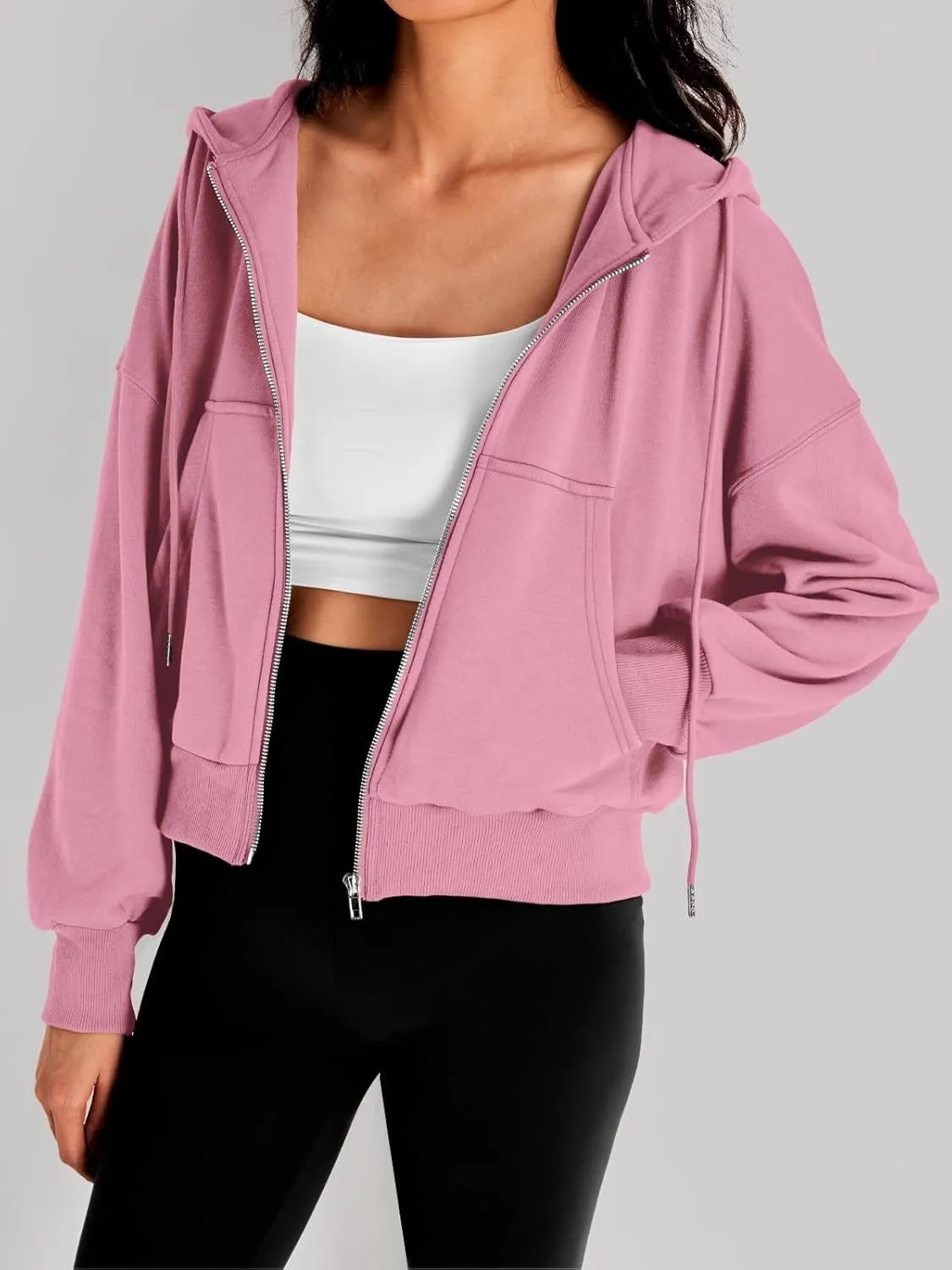 Women’s Full-Zip Hoodie with Fleece Lining – Cozy, Lightweight, Casual Fall and Winter Sweatshirt – Soft, Breathable Hoodie Jacket with Drop Shoulder & Slight Stretch