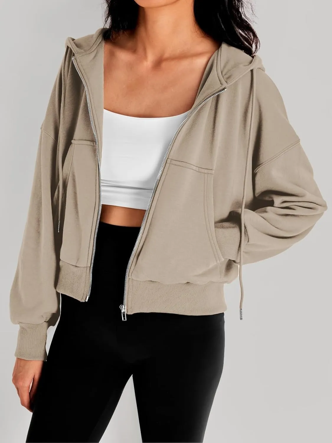 Women’s Full-Zip Hoodie with Fleece Lining – Cozy, Lightweight, Casual Fall and Winter Sweatshirt – Soft, Breathable Hoodie Jacket with Drop Shoulder & Slight Stretch