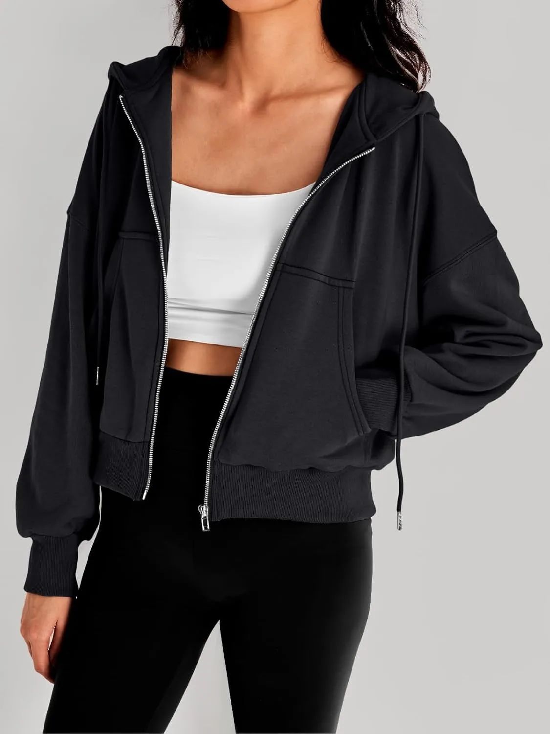 Women’s Full-Zip Hoodie with Fleece Lining – Cozy, Lightweight, Casual Fall and Winter Sweatshirt – Soft, Breathable Hoodie Jacket with Drop Shoulder & Slight Stretch