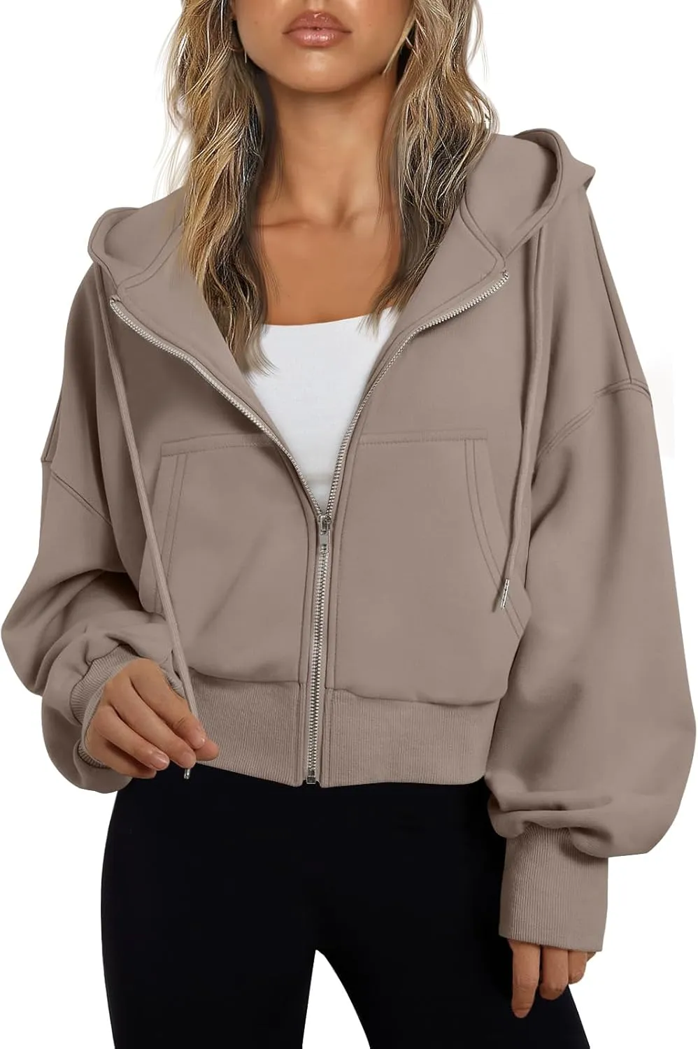 Women’s Full-Zip Hoodie with Fleece Lining – Cozy, Lightweight, Casual Fall and Winter Sweatshirt – Soft, Breathable Hoodie Jacket with Drop Shoulder & Slight Stretch
