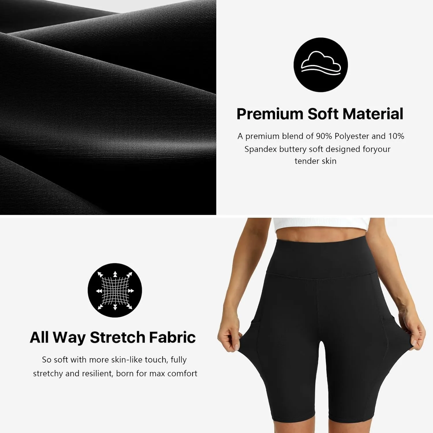Women's High Waisted Biker Shorts 5 Pack - Tummy Control Yoga Workout Shorts with Pockets