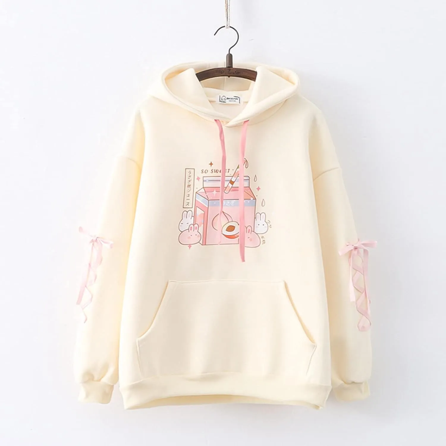 womens Japanese Casual Lolita Kawaii Graphic Hoodie Loose Fit Hooded Sweatshirt