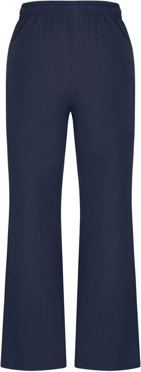 Womens Linen Pants Business Casual High Waist Drawstring Wide Leg Palazzo Pants Beach Vacation Trousers with Pockets