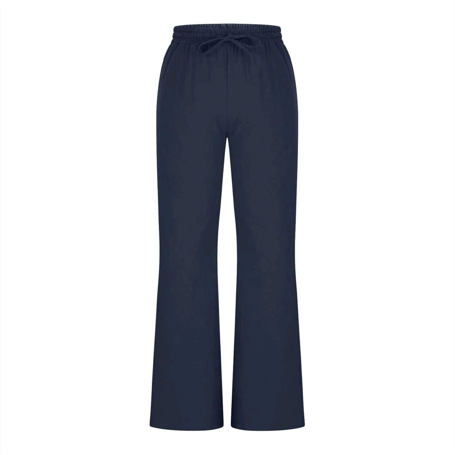 Womens Linen Pants Business Casual High Waist Drawstring Wide Leg Palazzo Pants Beach Vacation Trousers with Pockets
