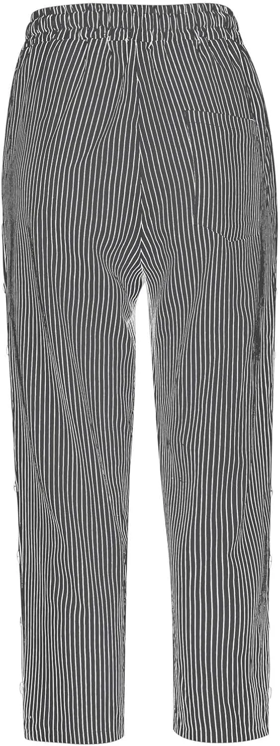 Womens Linen Pants Summer Casual Harem Pants Trendy Wide Leg Trousers Elastic Waist Loose Fit Palazzo with Pockets