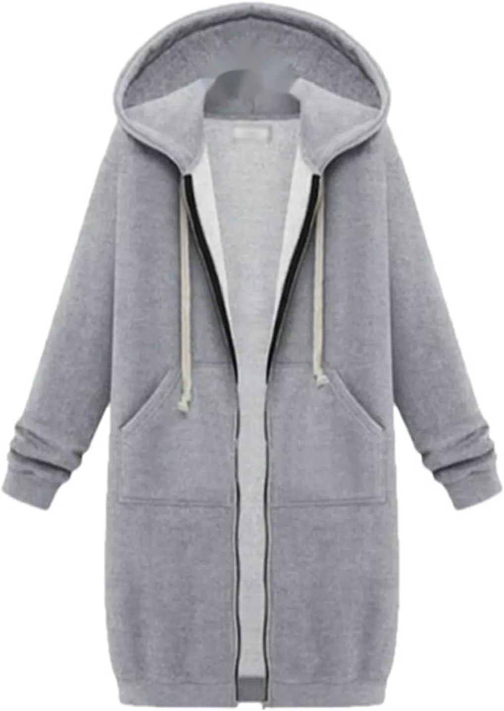 Womens Long Sleeve Zipper Long Hoodies Fall Oversized Sweatshirts Fleece Y2K Jacket with Pockets Fashion Clothes