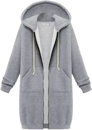 Womens Long Sleeve Zipper Long Hoodies Fall Oversized Sweatshirts Fleece Y2K Jacket with Pockets Fashion Clothes