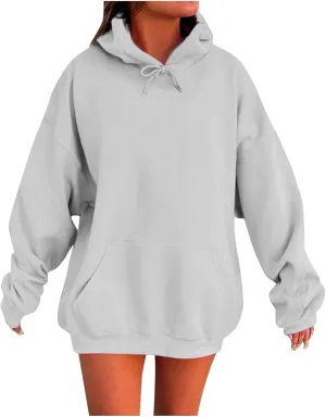Women's Oversized Fleece Hoodies Basic Pullover Sweatshirt Fall Fashion 2024 Outfits Trendy Y2k Teens Preppy Clothes