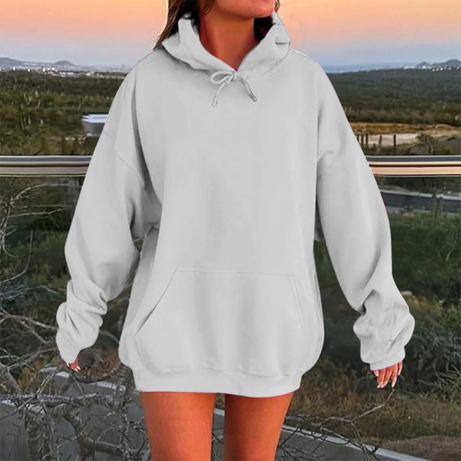 Women's Oversized Fleece Hoodies Basic Pullover Sweatshirt Fall Fashion 2024 Outfits Trendy Y2k Teens Preppy Clothes
