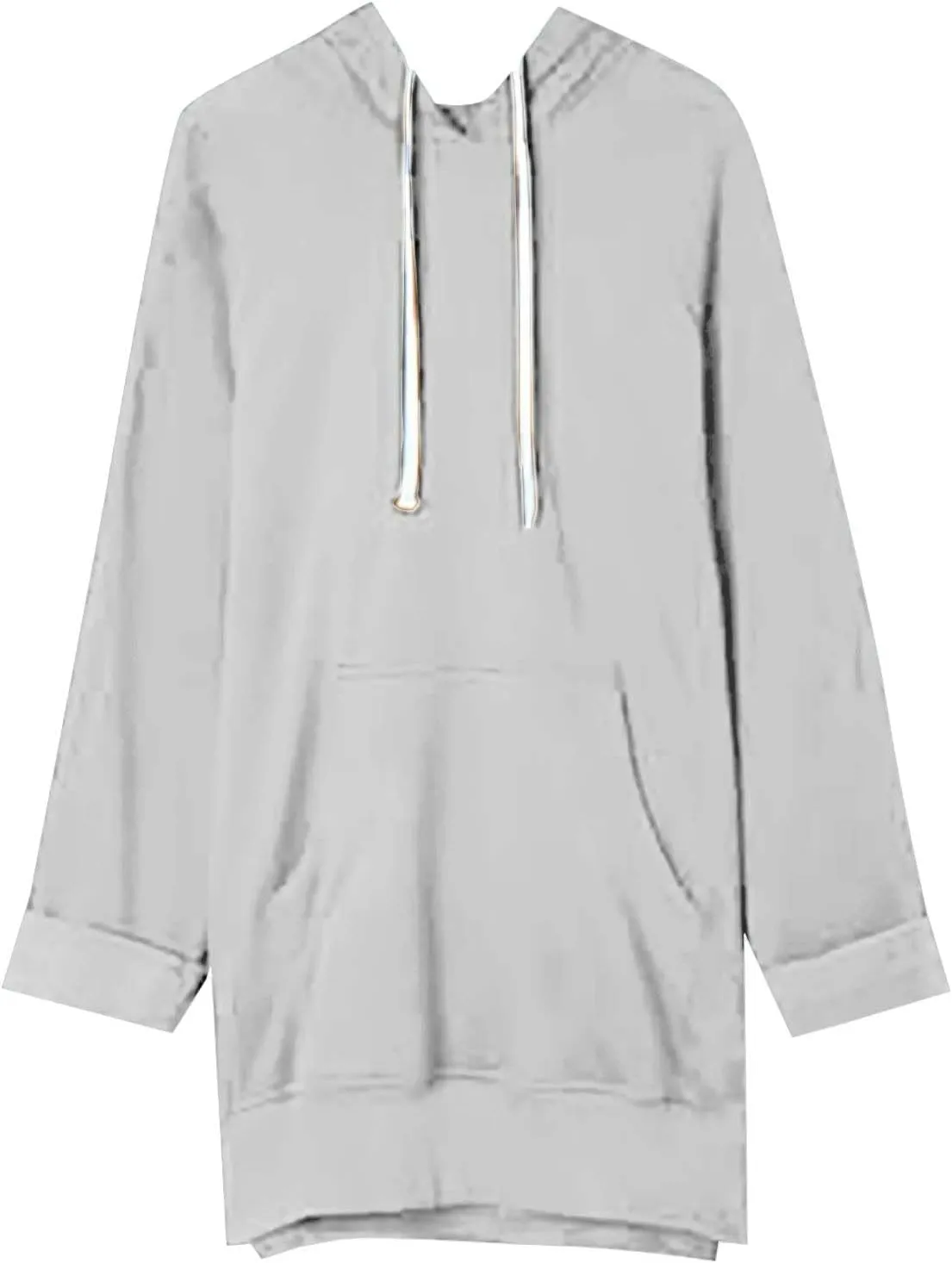 Women's Oversized Hoodie Dress Casual Pullover Long Sleeve Split Hem Sweatshirts Drawstring Hoodies Dress With Pocket
