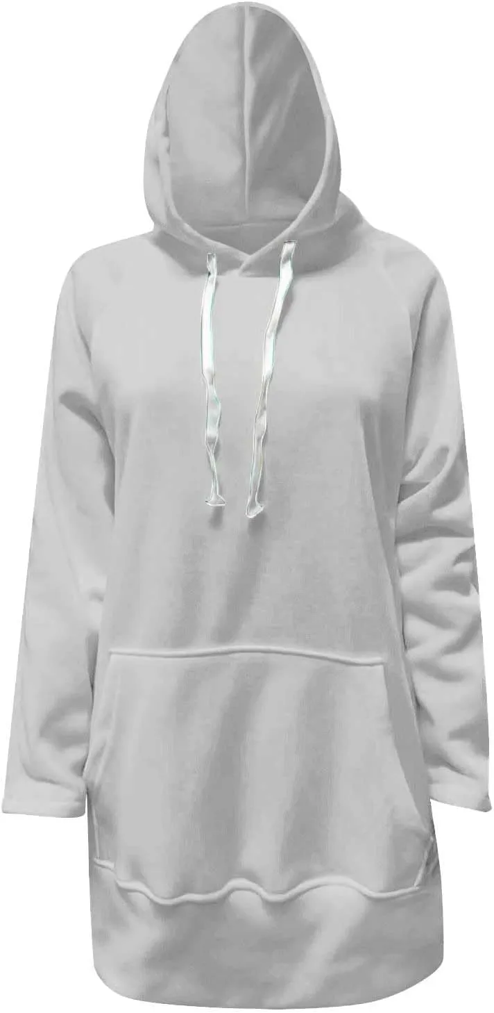 Women's Oversized Hoodie Dress Casual Pullover Long Sleeve Split Hem Sweatshirts Drawstring Hoodies Dress With Pocket