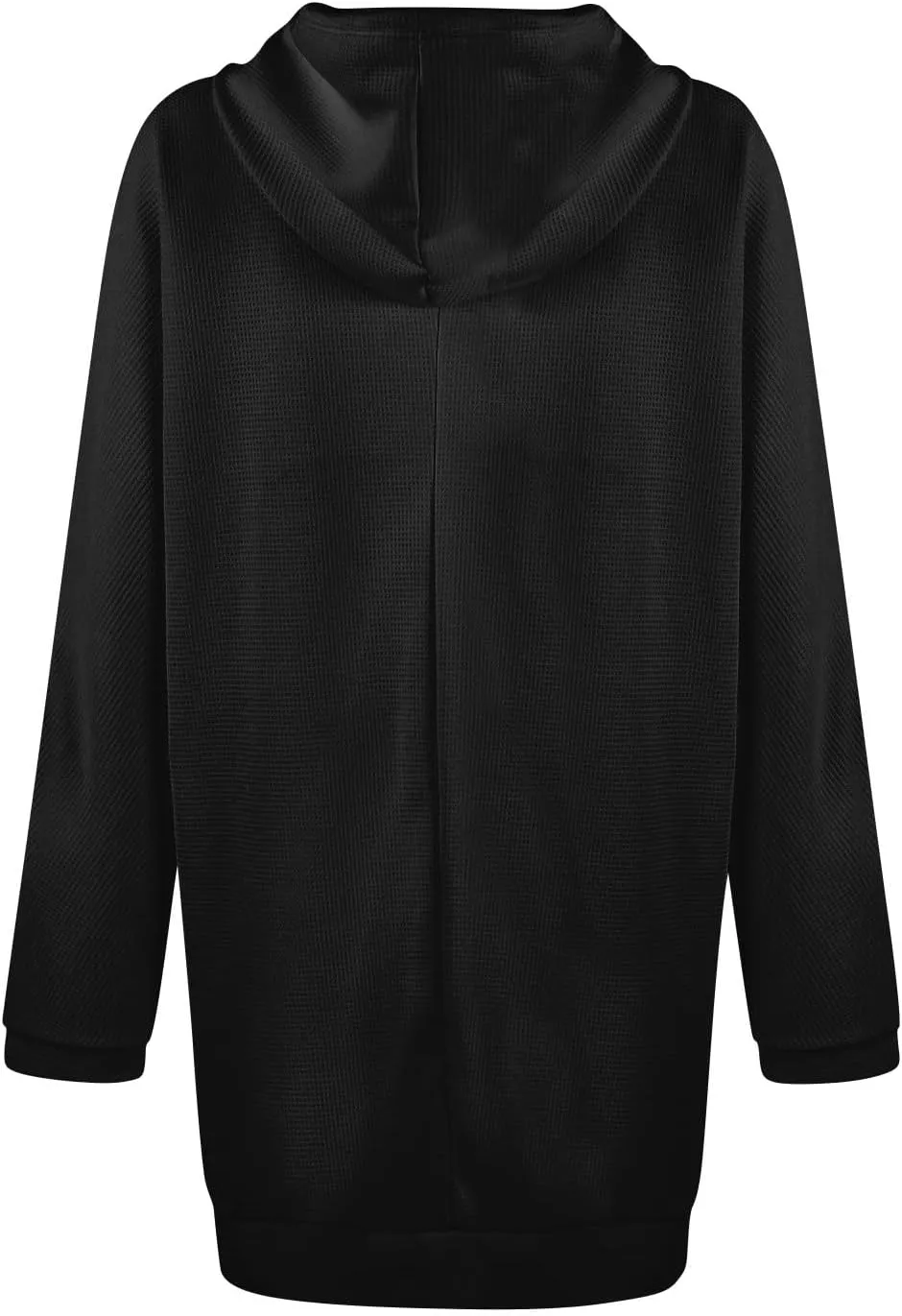 Women's Oversized Hoodie Dress Side Slits Waffle Knit Sweatshirt Casual Long Sleeve Drawstring Tops with Kangaroo Pocket