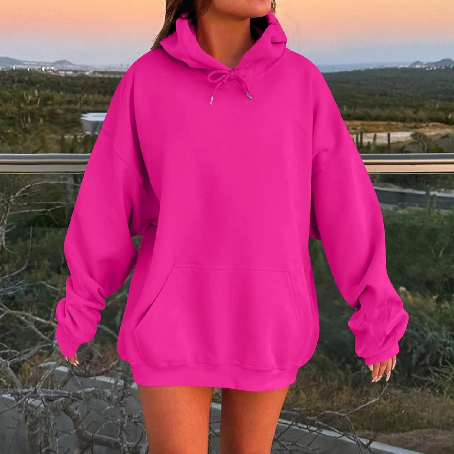 Womens Oversized Hoodies Winter Cute Sweatshirts Pullover 2024 Fashion Tops Trendy Outfits Loose Fit Solid Hoodies