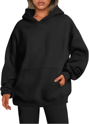 Womens Oversized Sweatshirt Hoodie Drop Shoulder Baggy Hooded Pullover Lightweight Long Sleeve Fall Clothes w/Pockets