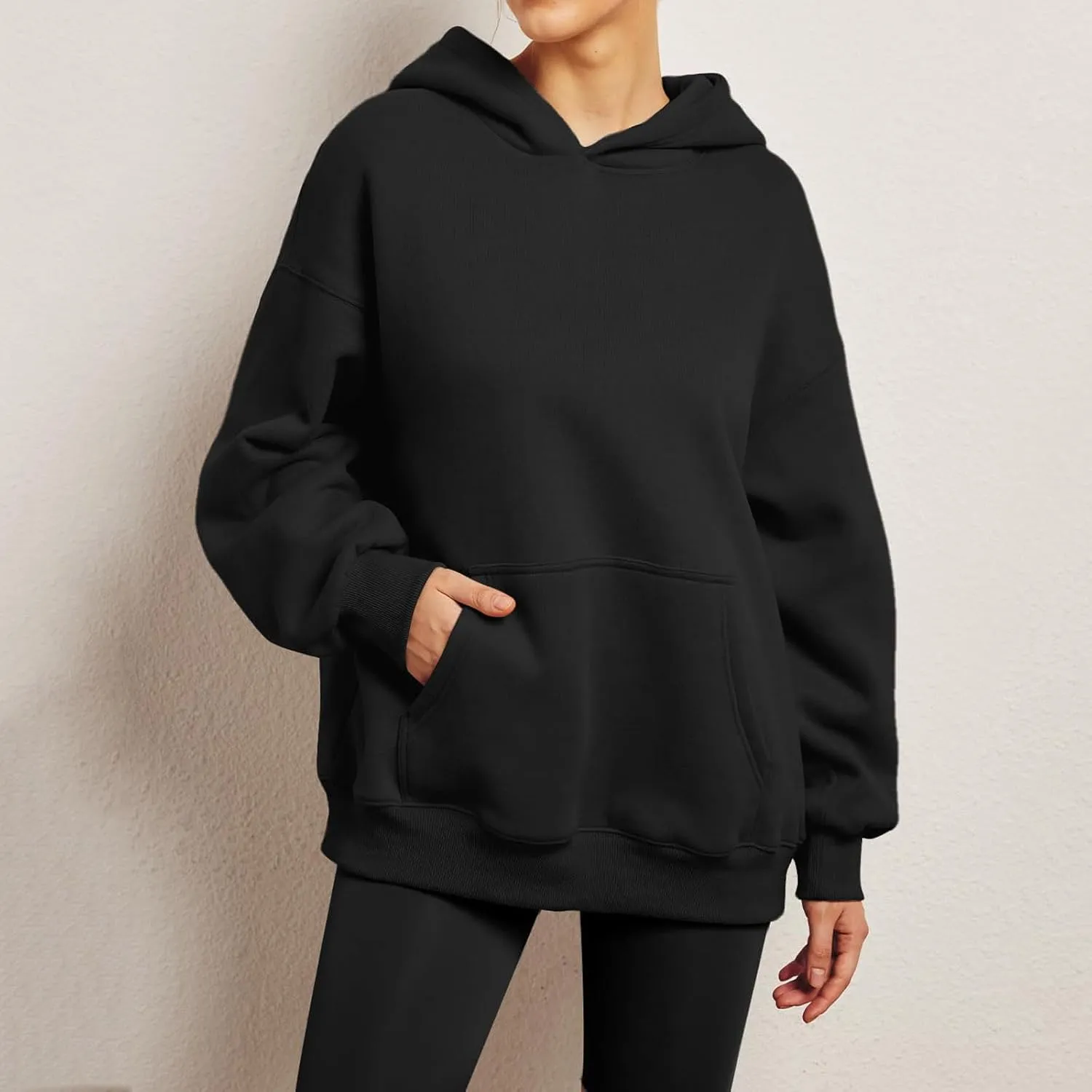 Womens Oversized Sweatshirt Hoodie Drop Shoulder Baggy Hooded Pullover Lightweight Long Sleeve Fall Clothes w/Pockets