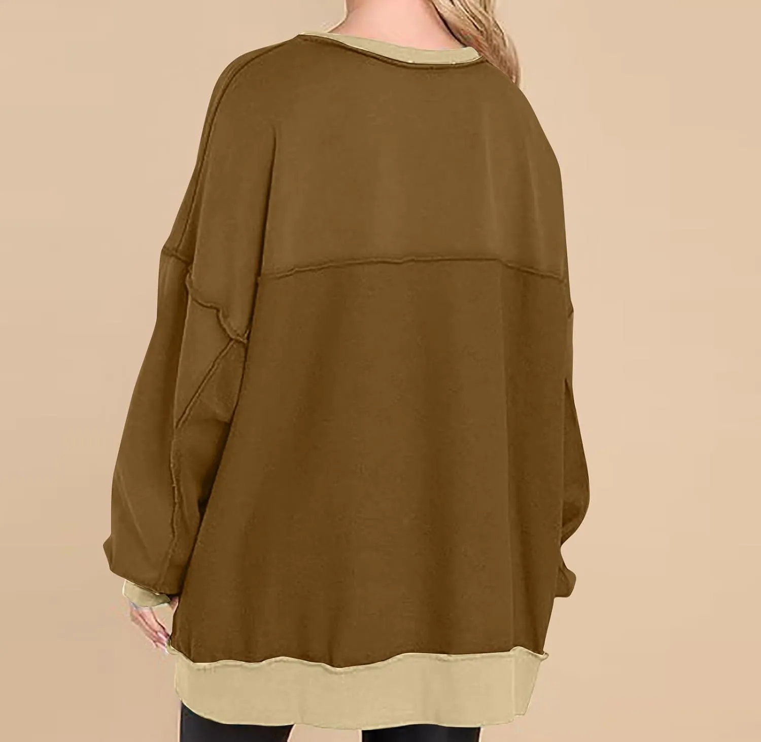 Womens Oversized Sweatshirts 2024 Fashion Fall Hoodies Long Sleeve V Neck Button Down Pullover Loose Fit Tops