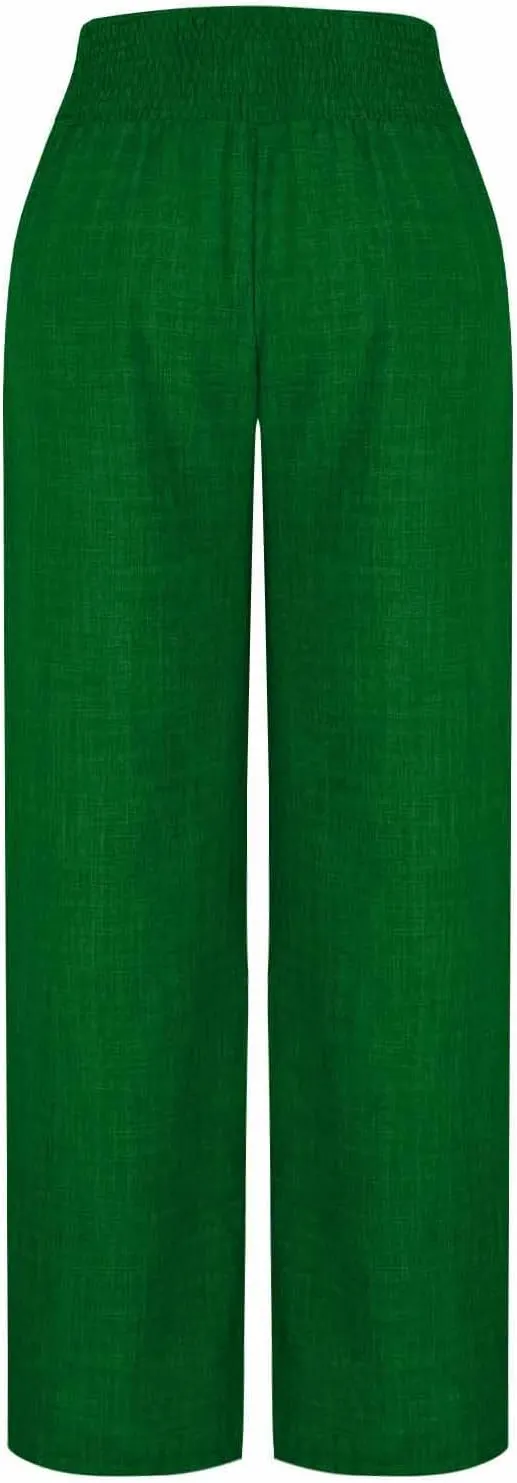 Womens Petite Wide Leg Pants Casual Summer Dress Pant High Waist Straight Trousers Joggers Slacks Outfits with Pockets