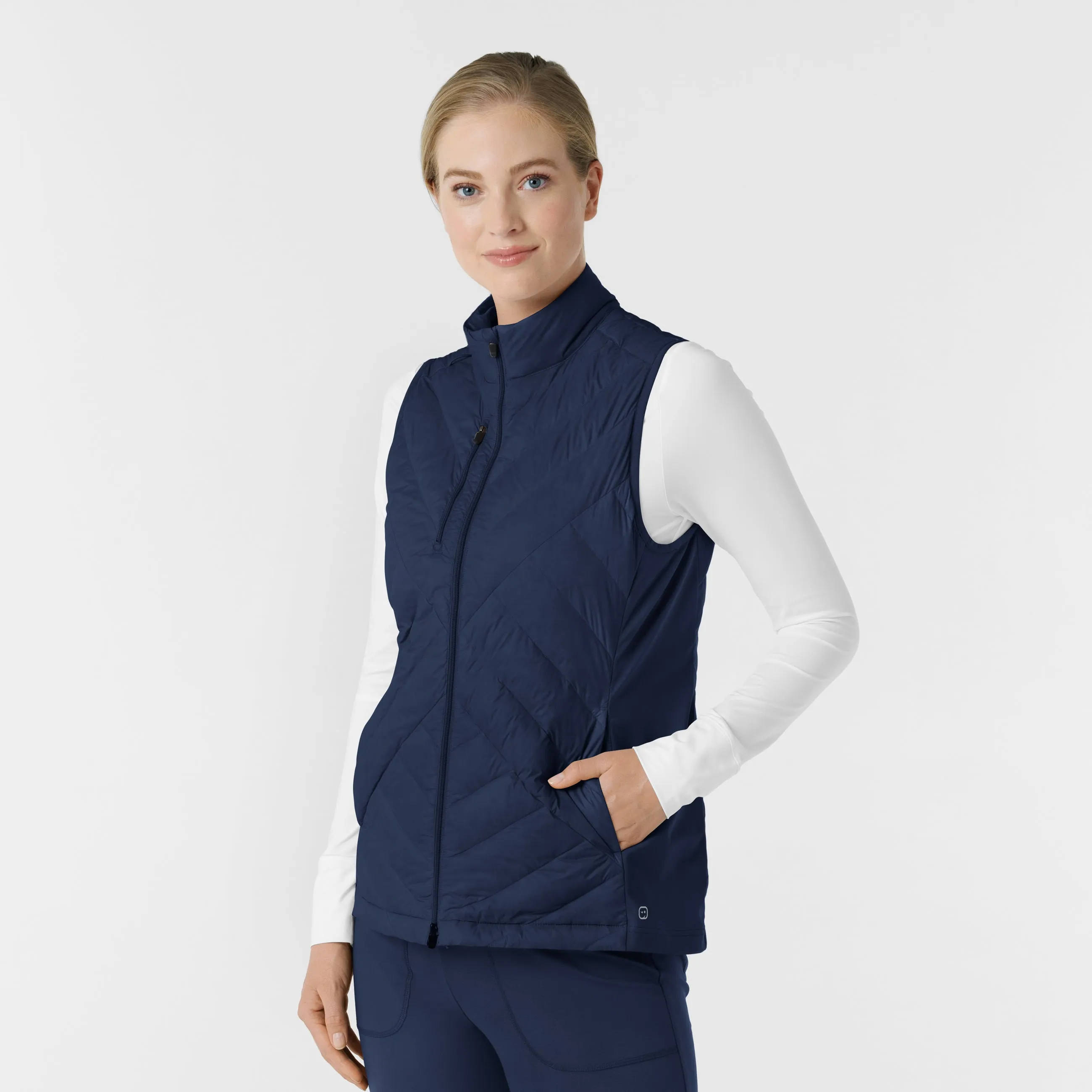 Women's Quilted Scrub Vest - Navy