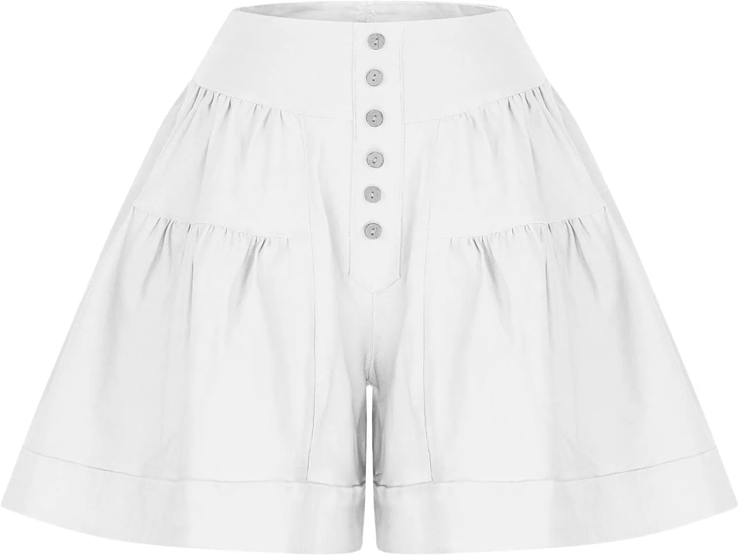 Women's Shorts Summer Baggy High Waisted Flowy Wide Leg Buttons Pleated Casual Denim Shorts 2025 Fashion Pleated Skorts
