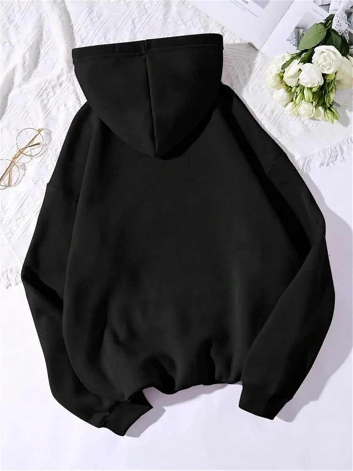 Women's Solid Color Hoodie Sweatshirt Casual Loose Oversized Pullover Hoodie With Pockets
