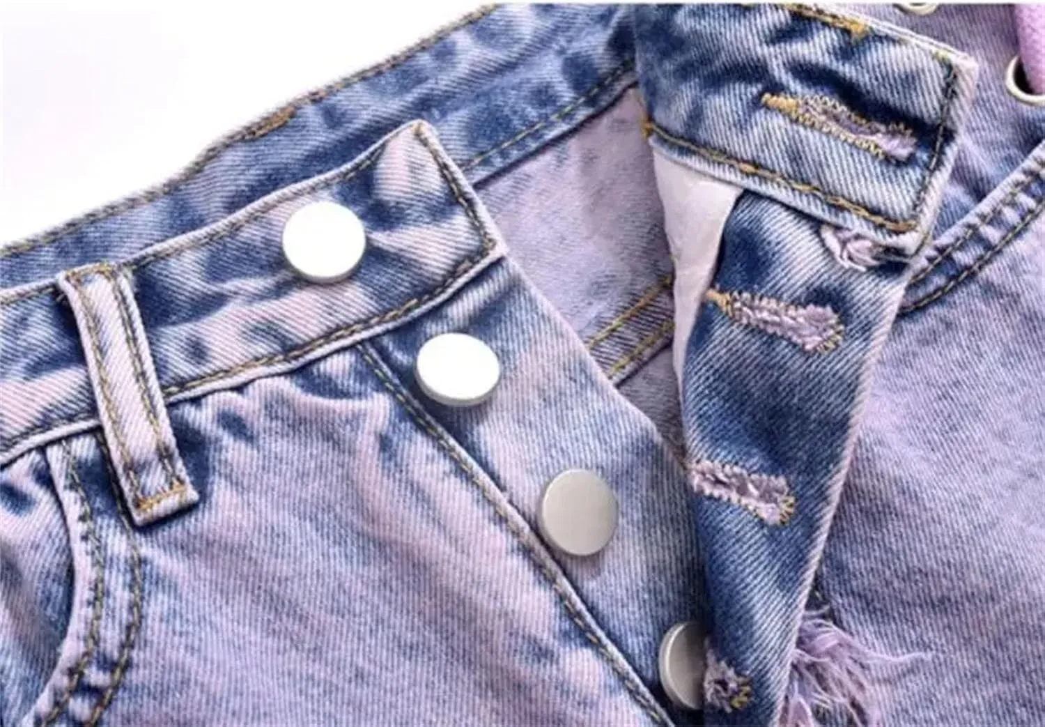 Women's Tassel Jean Shorts Summer High Waist Breasted Denim Shorts A-Line Wide-Leg Hot Pant