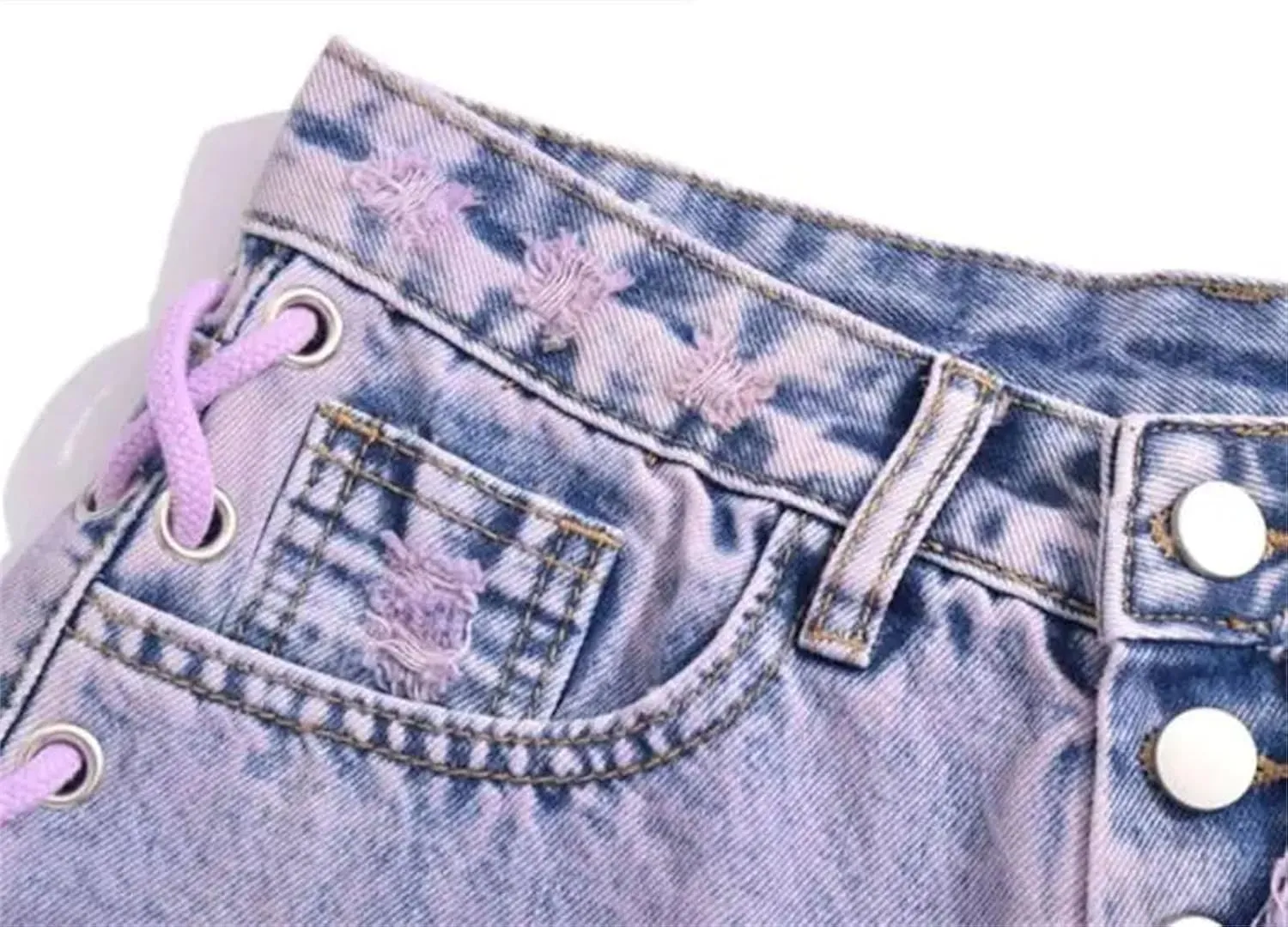 Women's Tassel Jean Shorts Summer High Waist Breasted Denim Shorts A-Line Wide-Leg Hot Pant