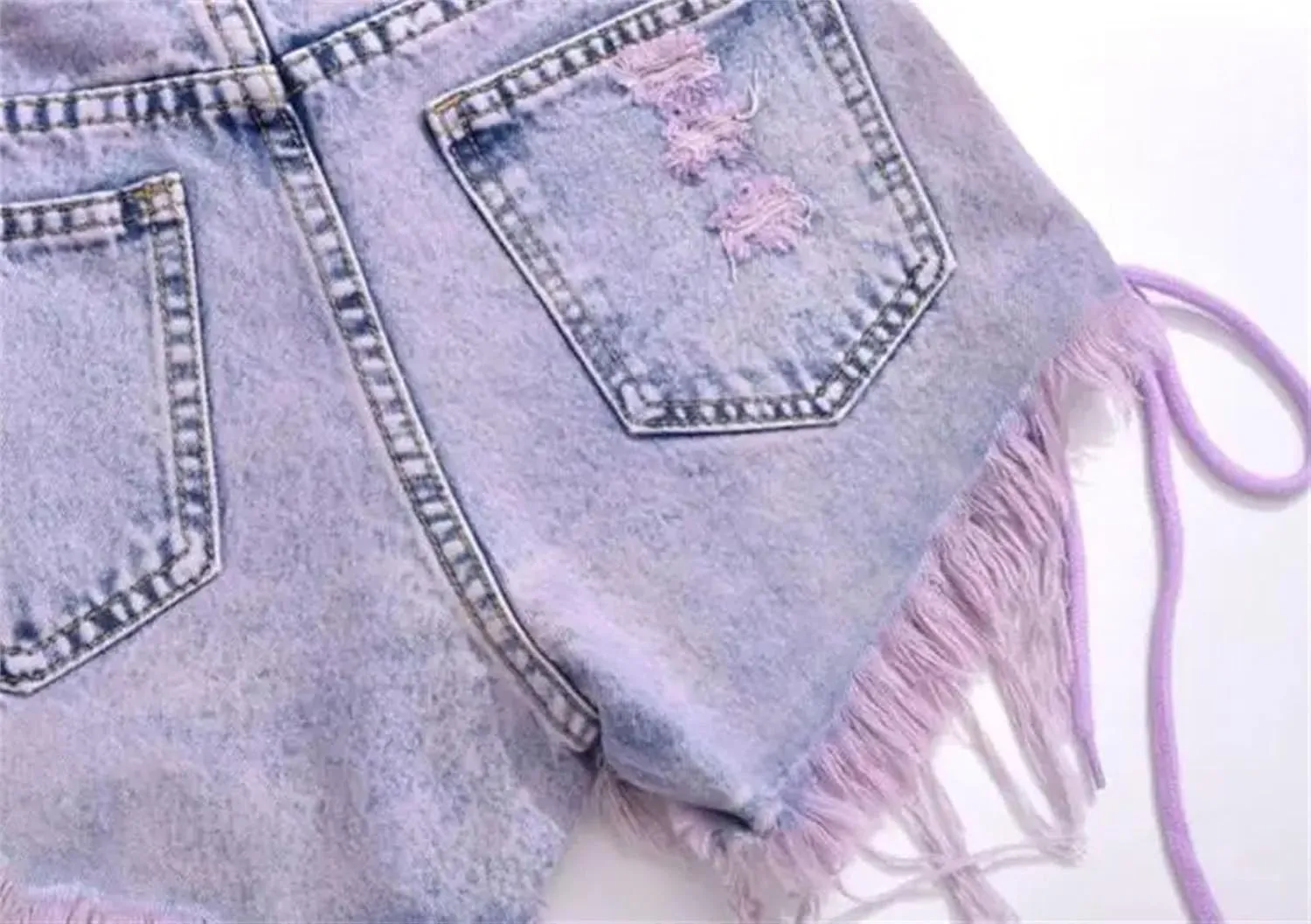 Women's Tassel Jean Shorts Summer High Waist Breasted Denim Shorts A-Line Wide-Leg Hot Pant