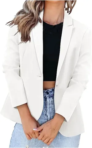 Womens Work Office Blazer 2024 Fashion Business Casual Blazers Lapel Collar Open Front Long Sleeve Suit Jackets