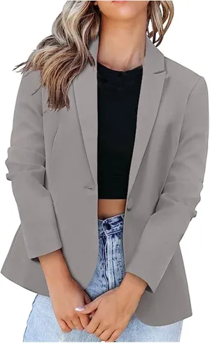 Womens Work Office Blazer 2024 Fashion Business Casual Blazers Lapel Collar Open Front Long Sleeve Suit Jackets