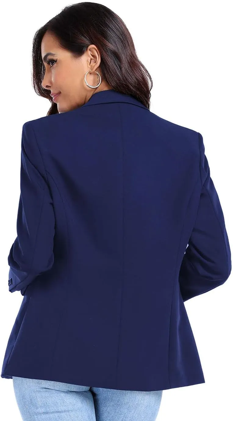 Women's Work Office Blazer One Button Notched Lapel Business Tuxedo Blazer Casual Blazer Jackets Suit Petite