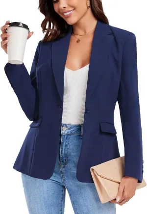 Women's Work Office Blazer One Button Notched Lapel Business Tuxedo Blazer Casual Blazer Jackets Suit Petite