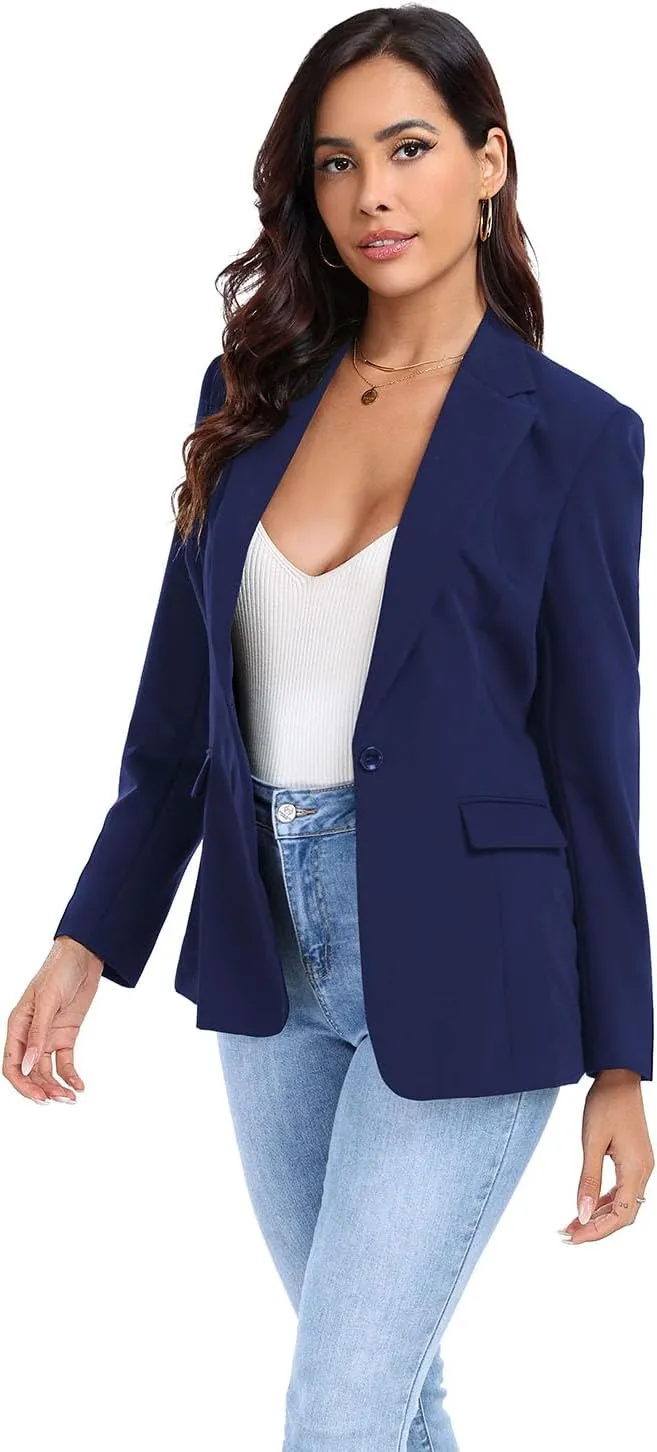 Women's Work Office Blazer One Button Notched Lapel Business Tuxedo Blazer Casual Blazer Jackets Suit Petite