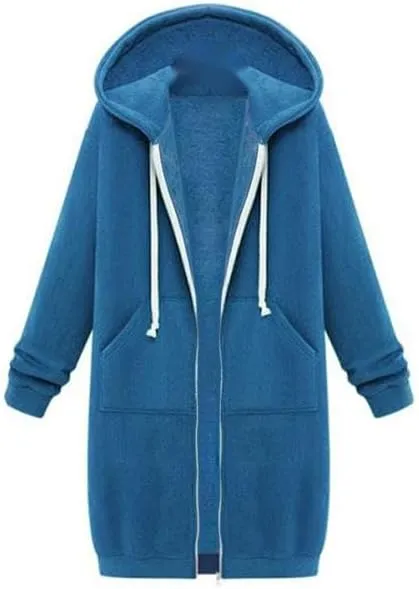 Womens Y2K Long Zipper Hoodies Fall Oversized Sweatshirts Long Sleeve Fleece Jacket Fashion Clothes with Pockets