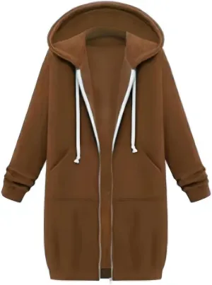 Womens Y2K Long Zipper Hoodies Fall Oversized Sweatshirts Long Sleeve Fleece Jacket Fashion Clothes with Pockets
