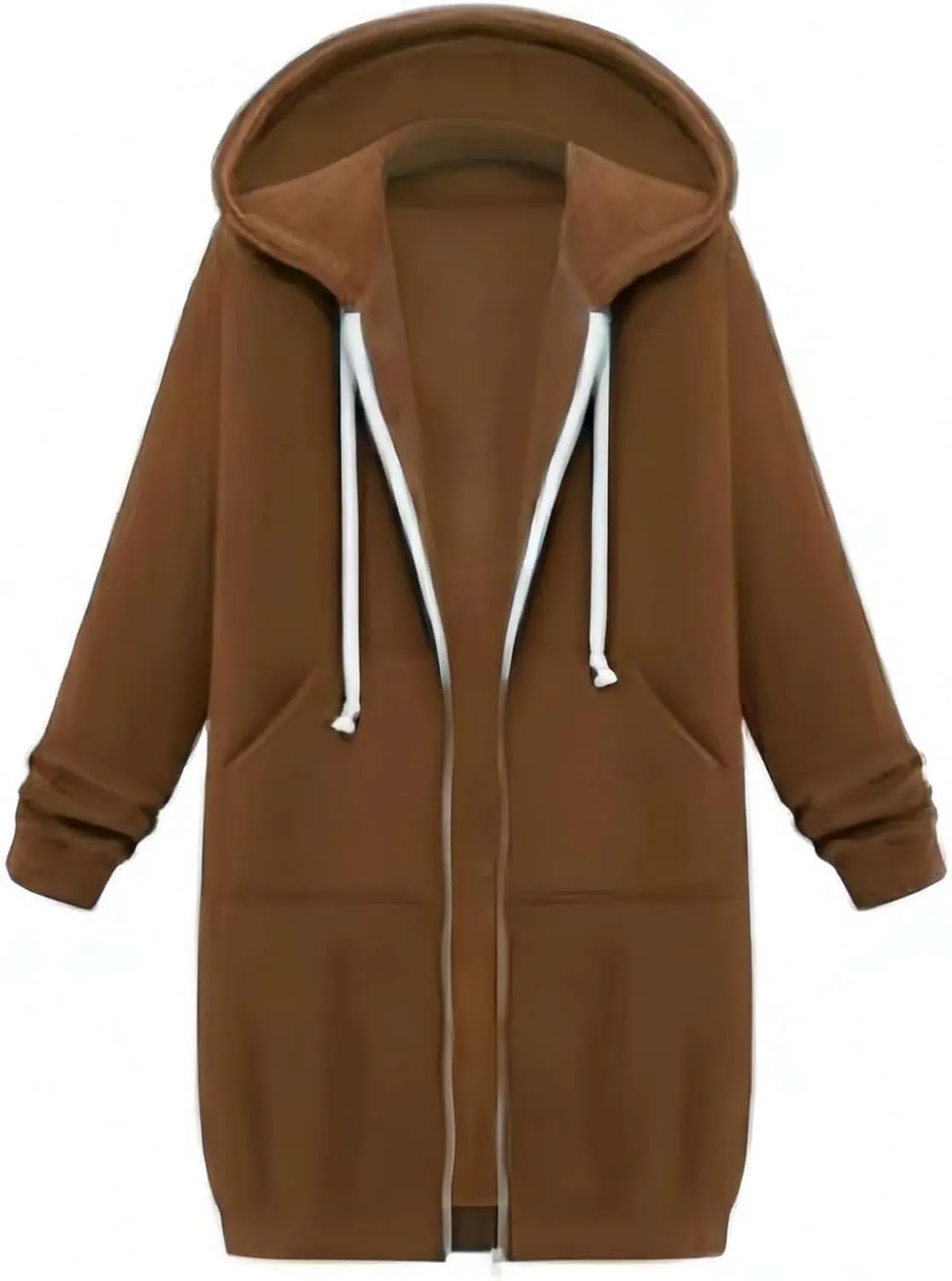 Womens Y2K Long Zipper Hoodies Fall Oversized Sweatshirts Long Sleeve Fleece Jacket Fashion Clothes with Pockets