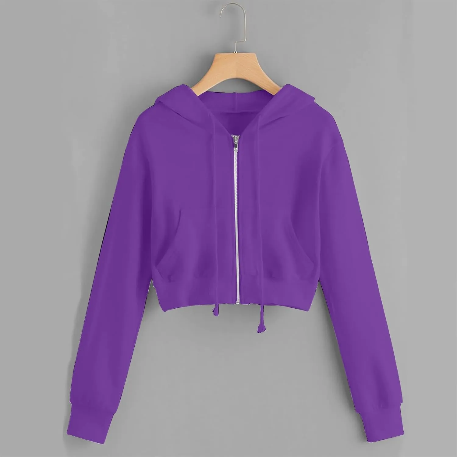 Womens Zip Up Cropped Hoodie Drawstring Crop Sweatshirt Long Sleeve Casual Tops Y2K Trendy Fall Winter Clothes 2024