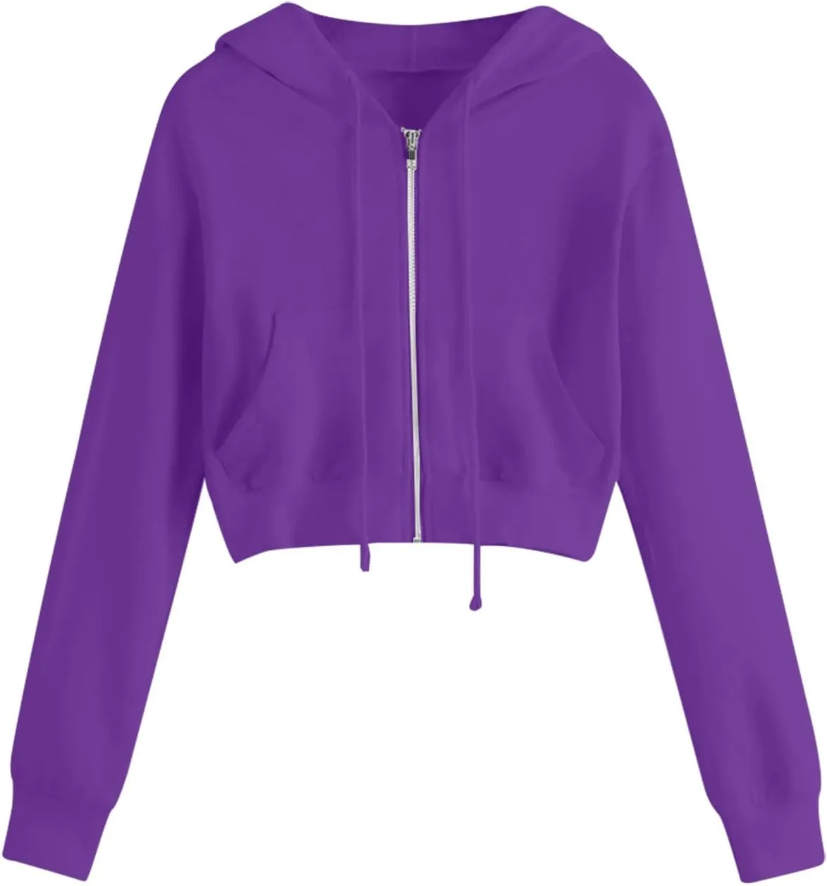 Womens Zip Up Cropped Hoodie Drawstring Crop Sweatshirt Long Sleeve Casual Tops Y2K Trendy Fall Winter Clothes 2024
