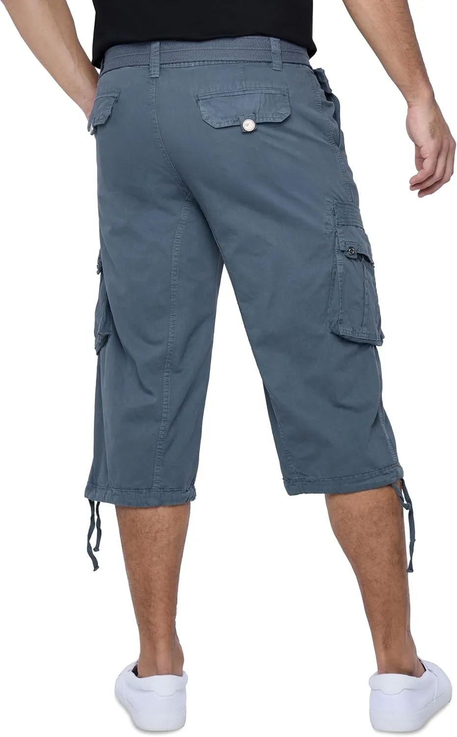 X RAY Men's Belted Long Cargo Shorts for Men, Below Knee Length Mens Cargo Shorts, 3/4 Pants (Big and Tall Shorts for Men)