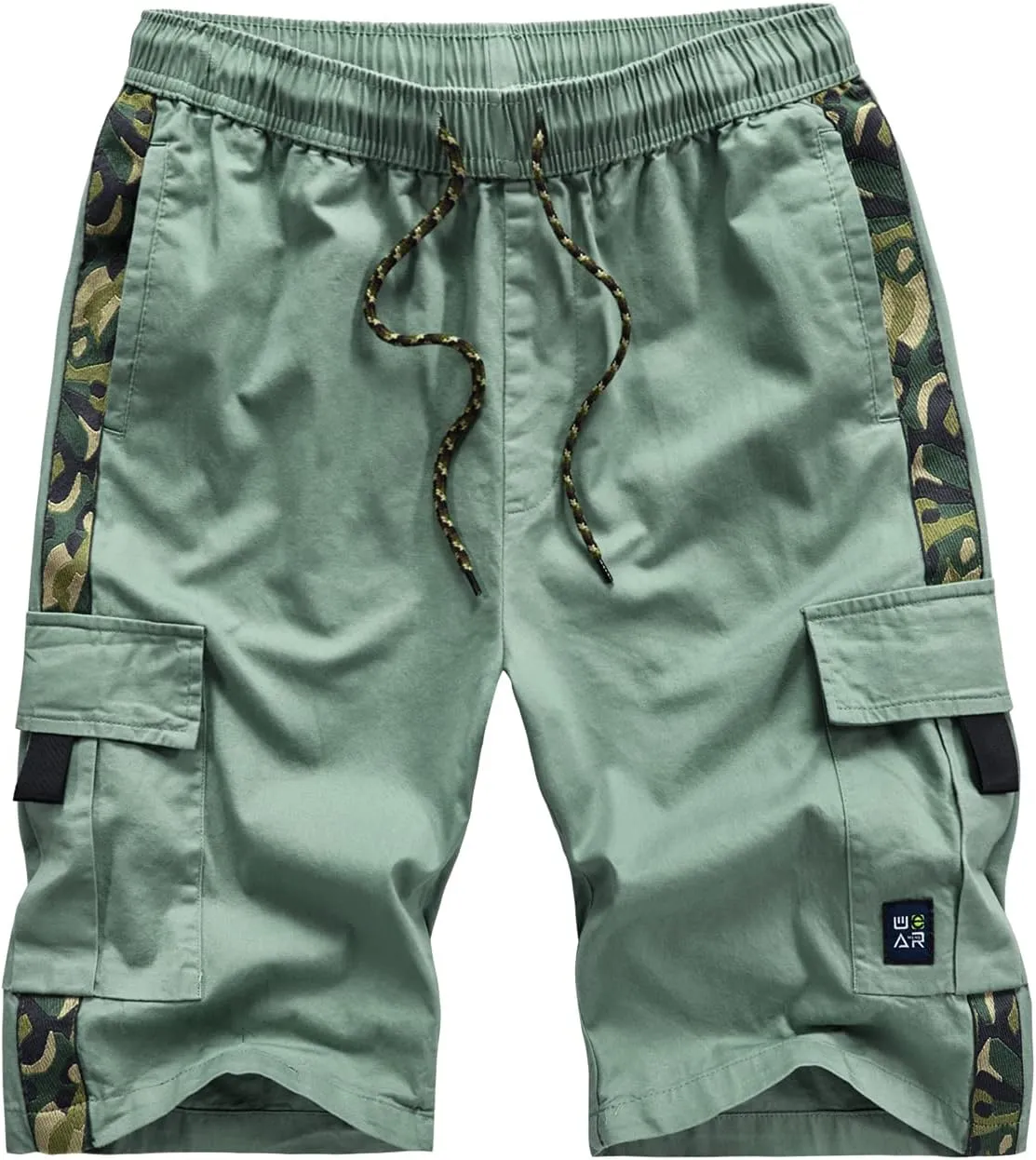 XinYangNi Women's Casual Cargo Shorts with Pockets Elastic High Waist Drawstring Bermuda Shorts for Women