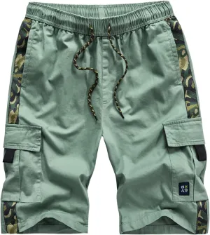 XinYangNi Women's Casual Cargo Shorts with Pockets Elastic High Waist Drawstring Bermuda Shorts for Women
