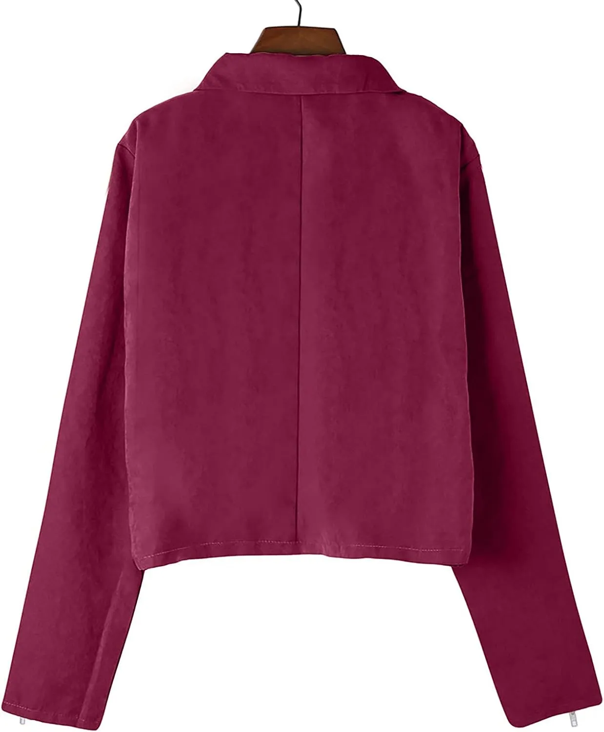 XUNRYAN Suede Leather Jacket Women Fashion Cropped Leather Motorcycle Jacket Plus Size Faux Leather PU Lightweight Short Coat