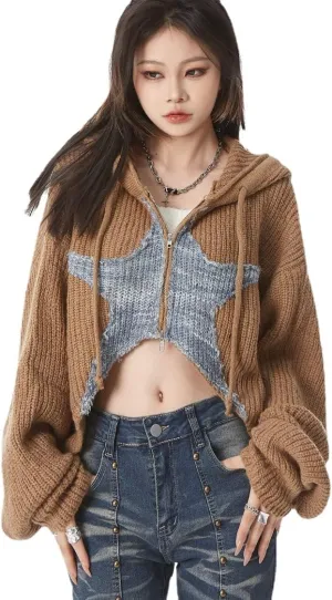 YELLOOP Y2K Hoodie for Women Zip Up Hoodie Women Oversized Hoodie for Women Cropped Sweater